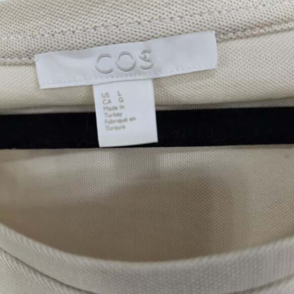 COS Contrast Wrap Dress Khaki Size L – Organic Fabric, Midi Workwear - Picture 9 of 13